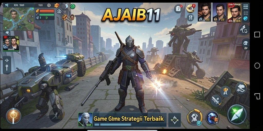 Screenshot utama AJAIB11 menampilkan aksi seru dalam pertempuran strategi.