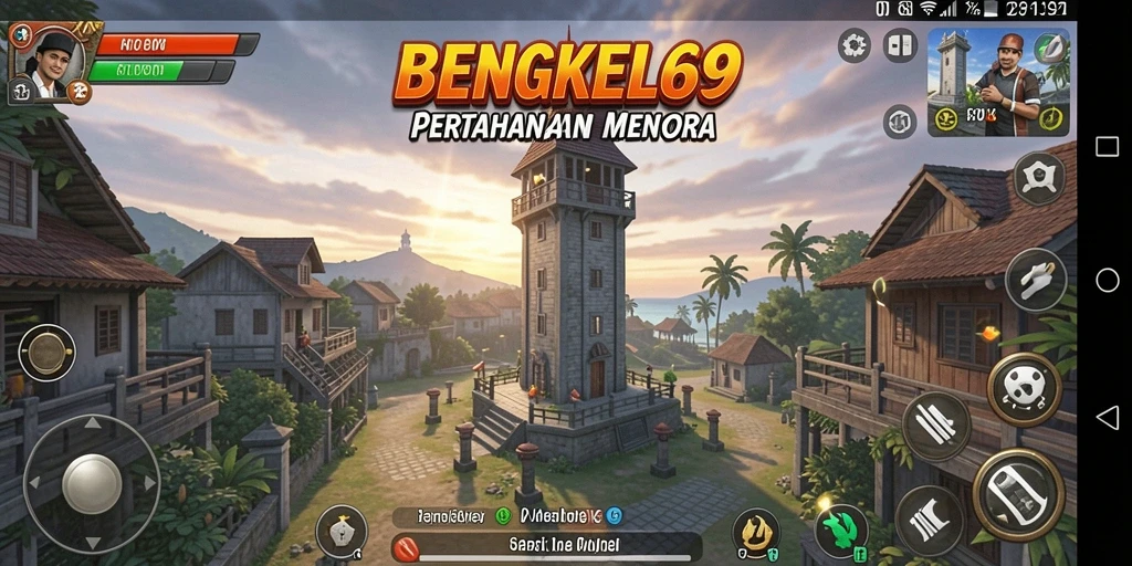 Screenshot utama BENGKEL69 menampilkan aksi intens gameplay Tower Defense.