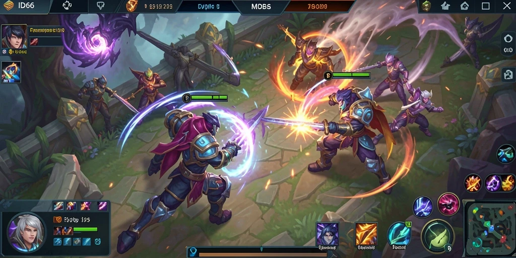 Tangkapan layar dari gameplay intens di ID66, menampilkan aksi MOBA yang seru.
