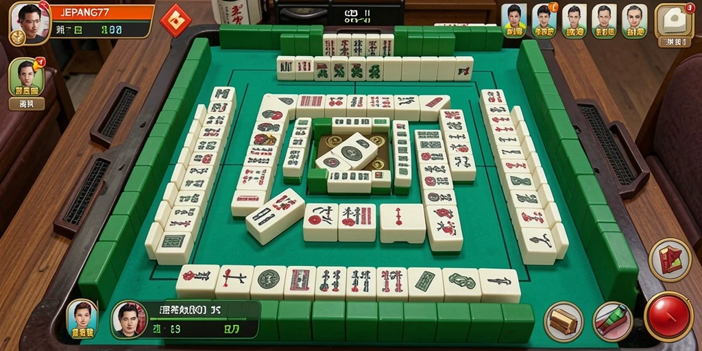 Tampilan gameplay menegangkan dalam JEPANG77, penuh strategi Mahjong.