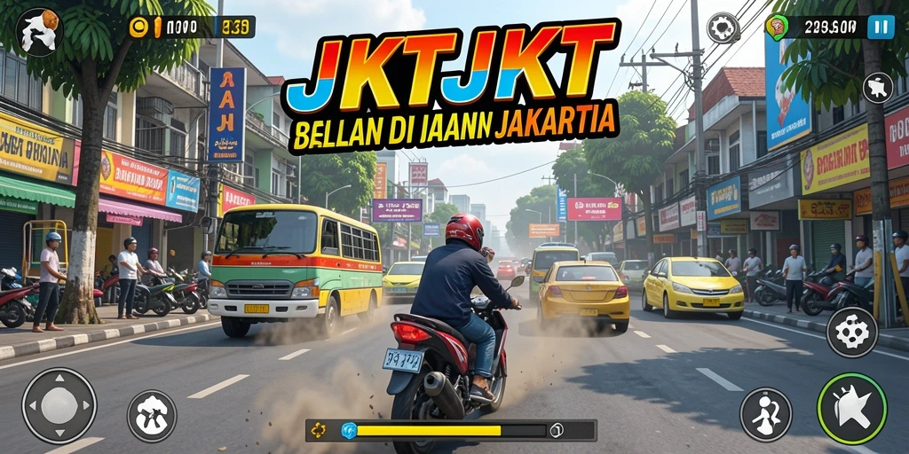 Screenshot gameplay JKTJKT dengan aksi balapan mendebarkan.