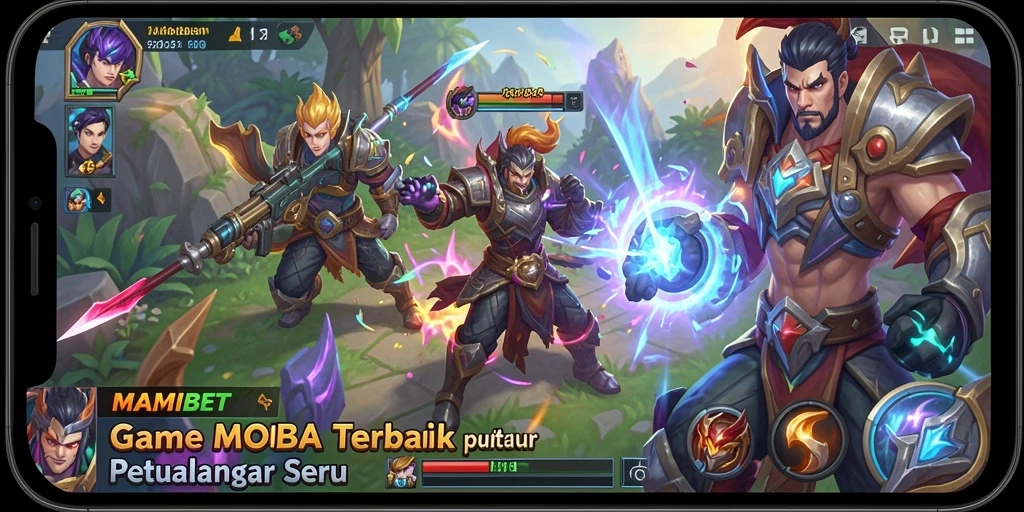 Tampilan gameplay seru dalam pertempuran MOBA MAMIBET.
