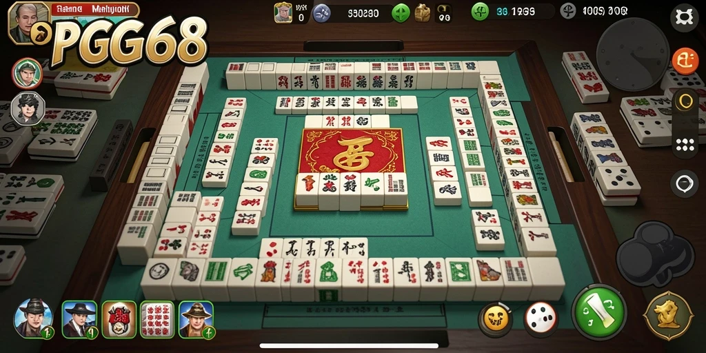 Tampilan gameplay seru PGG68 dengan ubin Mahjong yang berwarna-warni.