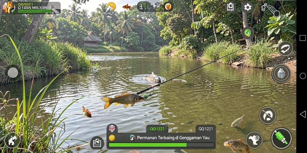 Tangkapan ikan besar dalam gameplay QQ1221 yang menantang.