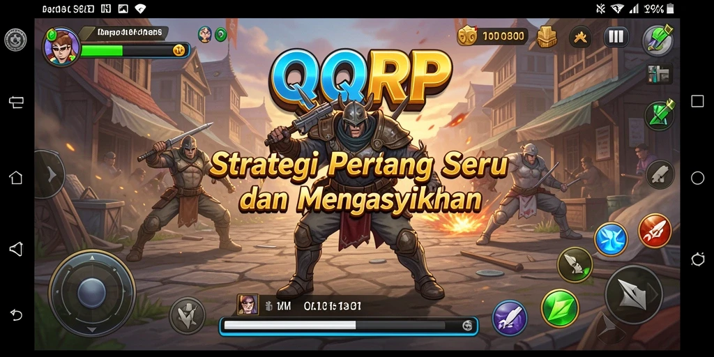 Screenshot gameplay QQRP menunjukkan pertempuran strategi yang mendebarkan.