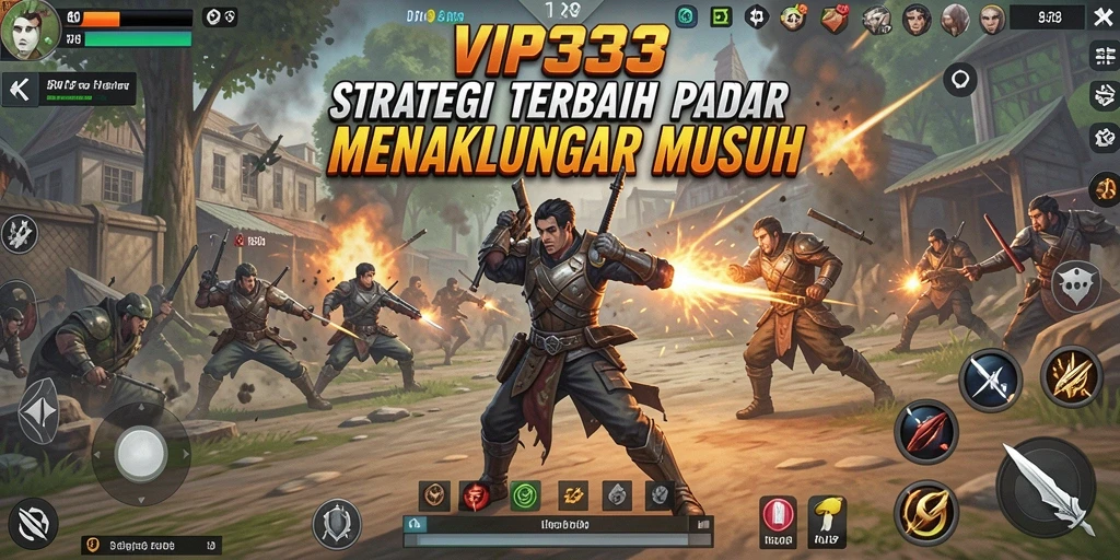 Screenshot gameplay menunjukkan pertarungan strategis dalam VIP333.