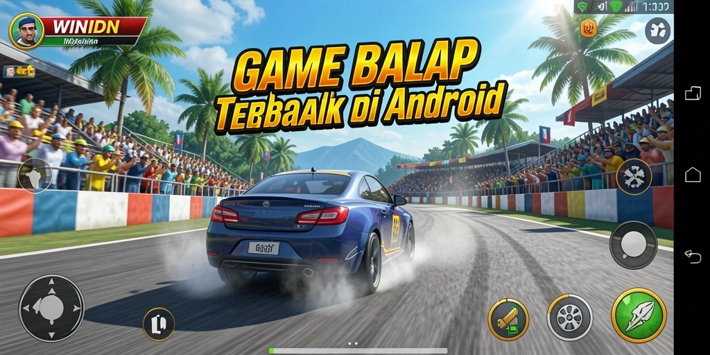 Screenshot gameplay WINIDN menampilkan balapan yang seru dan cepat.