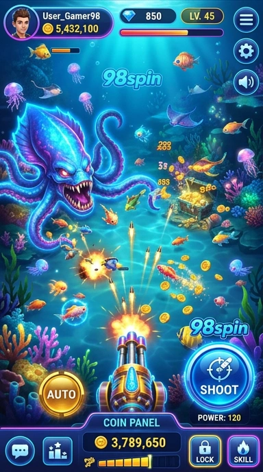 Screenshot antarmuka pengguna 98spin yang mudah digunakan.